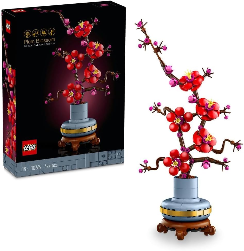 LEGO Icons Plum Blossom Flower Building Set, Faux Plant Model Kit for Adults to Build