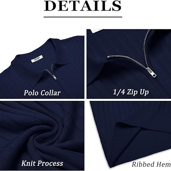 COOFANDY Men's Zipper Polo Shirt