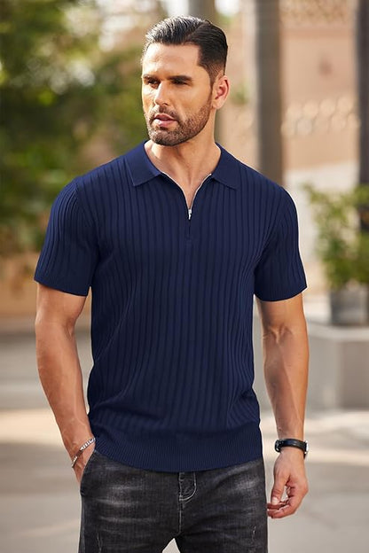 COOFANDY Men's Zipper Polo Shirt