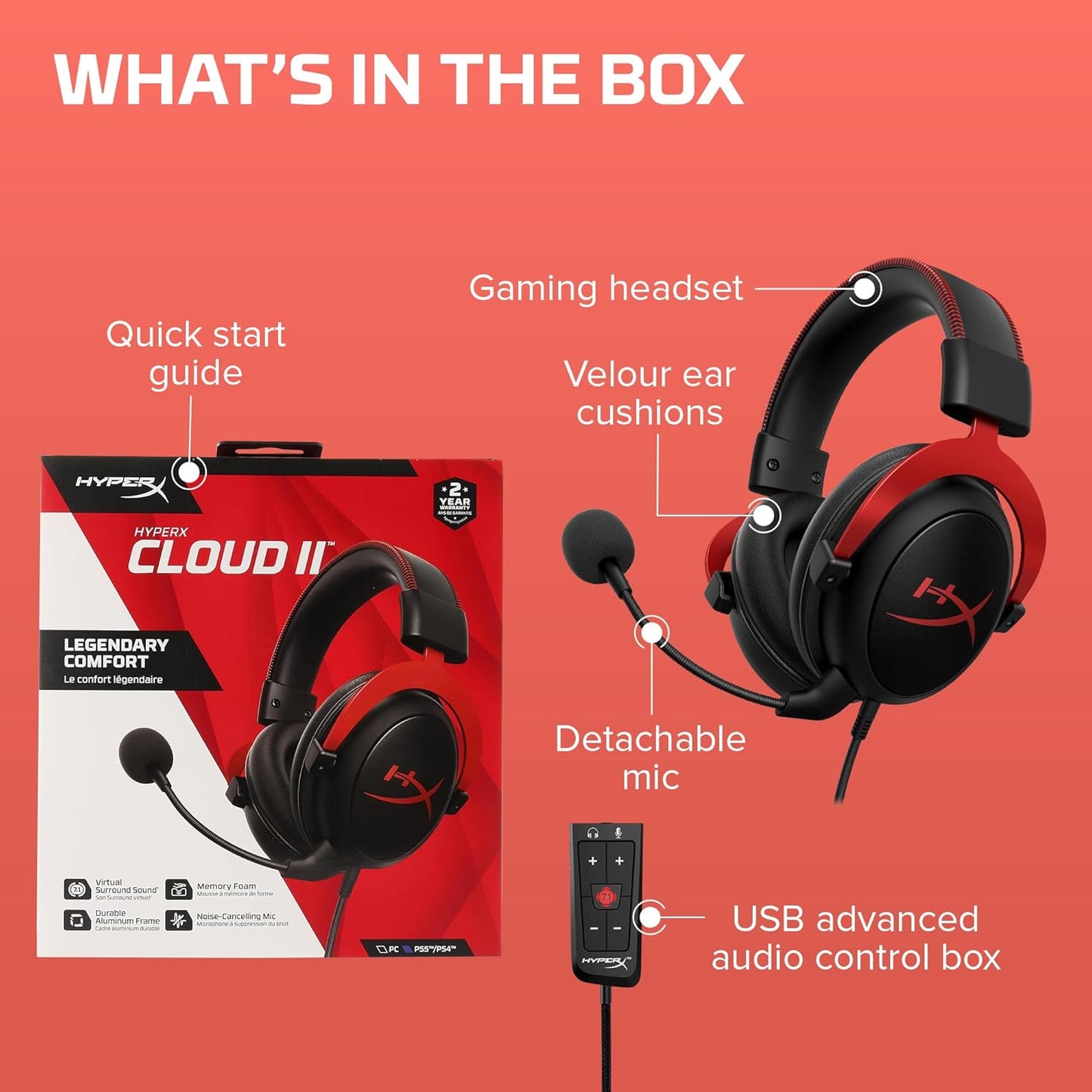 HyperX Cloud II Gaming Headset for PC & PS4 & Xbox One