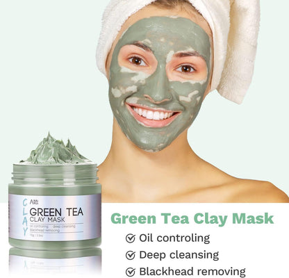 ANAI RUI Turmeric Mask - Green Tea Clay Mask - Dead Sea Minerals Mud, Skin Care Gift Set 2.5 oz each