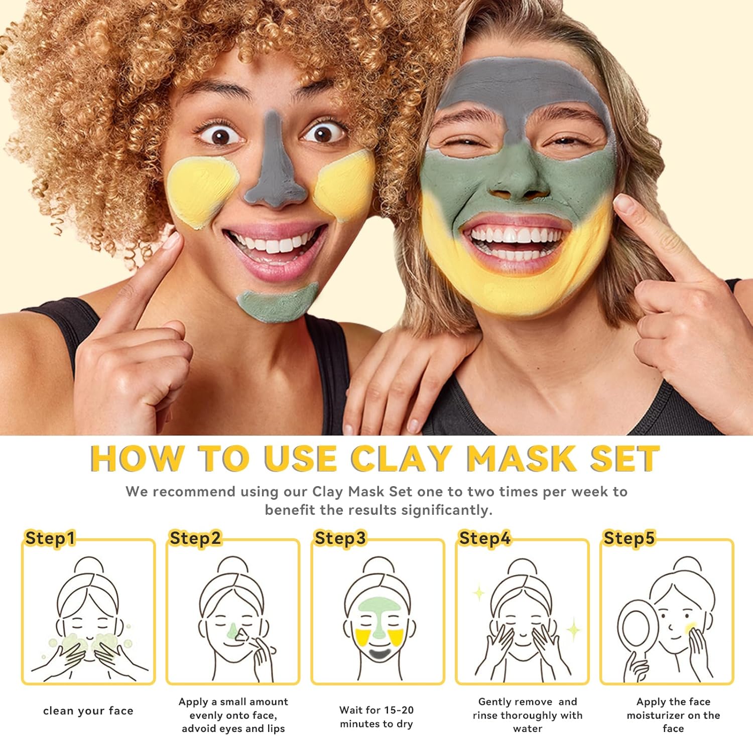 ANAI RUI Turmeric Mask - Green Tea Clay Mask - Dead Sea Minerals Mud, Skin Care Gift Set 2.5 oz each