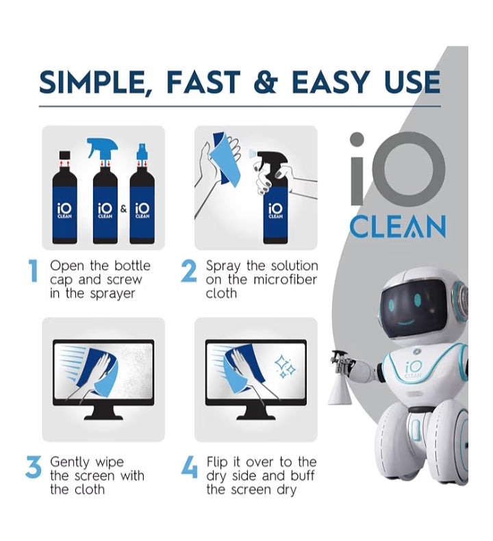 Screen Cleaner Spray (16oz - 473ml) – Best Large Cleaning Kit for LCD LED OLED TV, Smartphone, iPad, Laptop, Touchscreen, Computer Monitor, Electronic Devices, Microfiber Cloth Wipes and 2 Nozzles